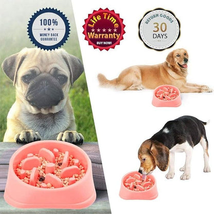 WenYing Slow Feeder Puzzle Dog Bowls, Interactive Bloat Stop Bowl, Food Water Fun Feeding, Non-Slip Anti Choke Healthy Diet, Pink