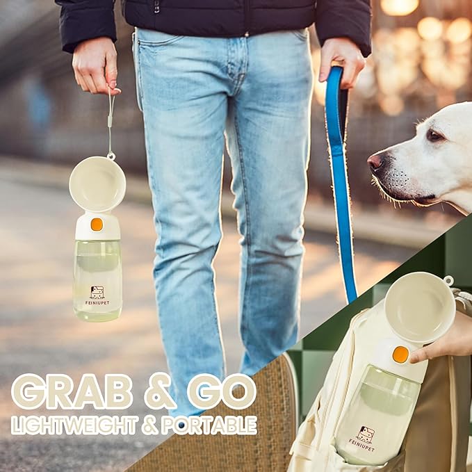 Portable Dog Water Bottle, Large-Capacity Travel Water Dispenser for Cats and Small Dogs - White