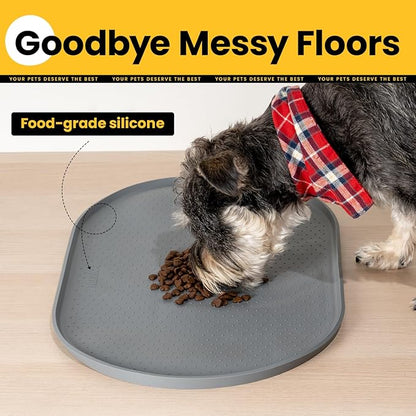 Dog Food Mat,Raised Edges Pet Food Mats for Spill Containment,BPA-Free Silicone Cat Dog Feeding Mat for Floor Waterproof,Rubber Pet Placemats for Food and Water Bowls 1/2 Inch