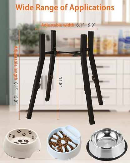 Piskyet Raised Dog Bowl Stand for Large Dogs Adjustable Elevated Dog Bowl Fits 6-10" Bowls, Height Adjustable to 7.6-15" Tall,Single Food and Water Stand Feeder(Bowl not Included)