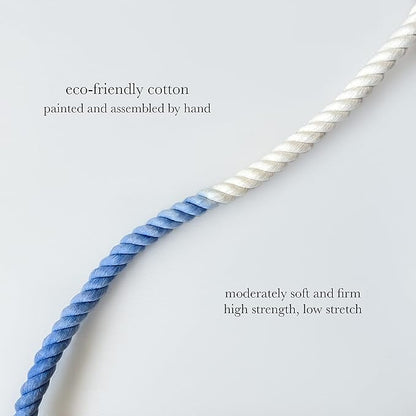 Hands Free Eco Friendly Handmade Multifunctional Cotton Rope Dog Leash 8.2 FT with Adjustable Double Swivel Hook for Medium and Large Dogs Running Hiking Camping Walking (Blue)