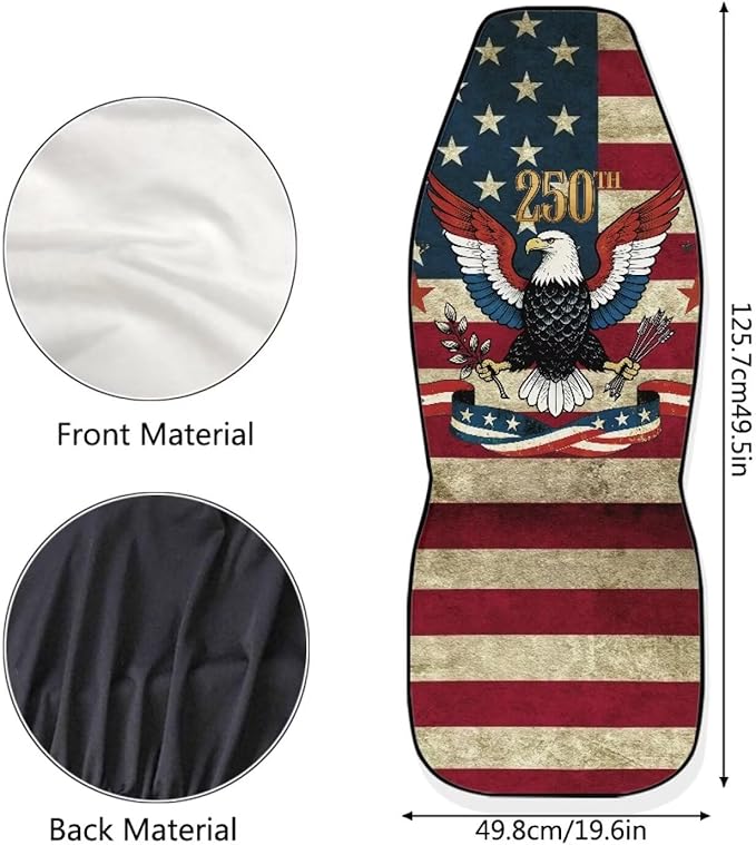 Eagle with American Flag Car Seat Covers Front Set, American 250th Anniversary Patriotic Car Accessories Automotive Seat Covers, Car Interior Covers Seat Protectors for Trucks SUV Sedans