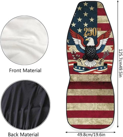 Eagle with American Flag Car Seat Covers Front Set, American 250th Anniversary Patriotic Car Accessories Automotive Seat Covers, Car Interior Covers Seat Protectors for Trucks SUV Sedans