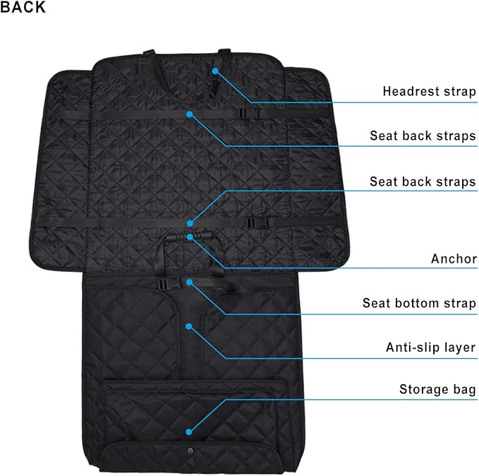 Bark Lover Deluxe Dog Seat Cover for Front Seat-More Durable Waterproof Front Seat Protector, High Heat Resistant and Nonslip Front Seat Cover for Dogs Kids, Universal Size (Black MAT)