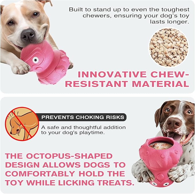 OYR Freeze Bone Dog Toy Interactive Treat Dispensing Chew Toy for Large Aggressive Chewers, Enrichment Puzzle Feeder for Mental Stimulation Reduces Anxiety & Extends Playtime (Pink)