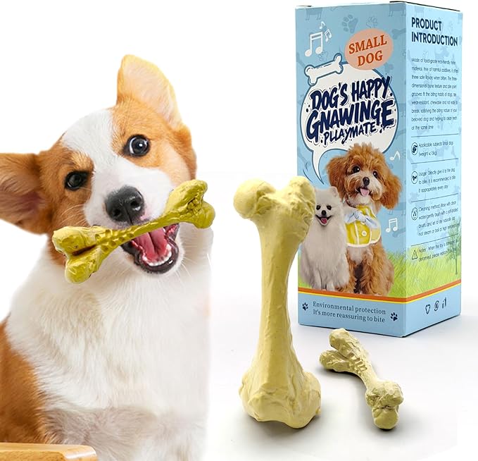 KIMOO Nylon Dog Chew Bone for Long Lasting, Durable Dog Chew Toys for Aggressive Chewers Dogs Treats Bones with Chicken Flavor for Small Dogs Up to 33 Ibs, 2 Pack