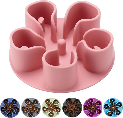 Slow Feeder Dog Bowls Insert, Bestalk Soft Silicone Slow Eating Dog Bowl Insert with Suction Cups for Small, Medium and Large Dogs(Pink M)