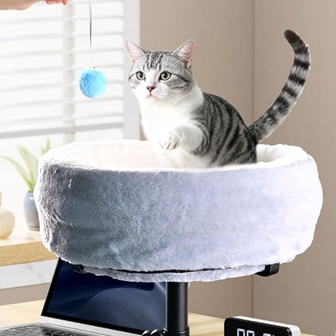 Desk Hammock for Cat with Height Adjustable Lounging Bed Perch Breathable Cloth Resting Bed Hammock