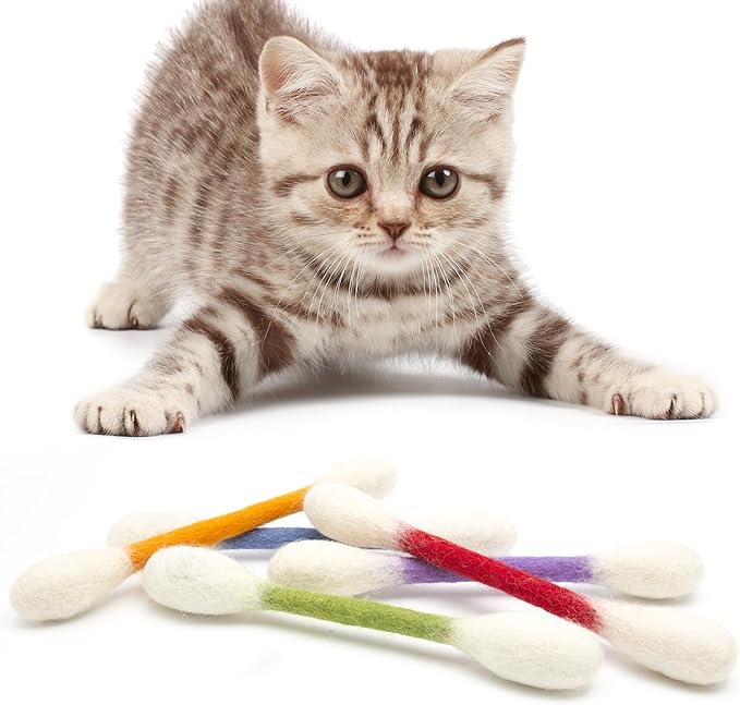 Glaciart One Swabs Cat Toys with Catnip - 6 Pk | Durable for Chew, Cute Cat Toys Interactive Kitty for Boredom, Exercise, & Play | Filled w/Organic Catnip for Anxiety & as Digestive Aid | Gift Idea