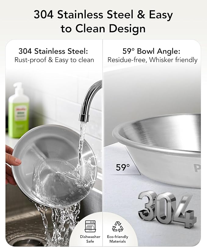 Upgrade Elevated cat Bowl, Raised Stainless Steel Cat Food and Water Dishes, Small Dog Bowl, Whisker Friendly, Anti-Vomiting, Neck Stress-Free, Non-Slip Stainless Steel Stand with 4 Legs- 2Pack