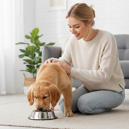 10 Pcs Stainless Steel Dog Bowls, Silver Non-Slip Pet Feeding Bowls with Rubber Base, 7 oz Capacity for Small Medium Dogs, Cats, Kittens, Rabbits