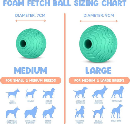 Foam Fetch Ball for Dogs – Durable EVA Foam Dog Ball, Interactive Chew Toy for Dogs, Lightweight Floating Ball for Water, Pool & Outdoor Fetch Games (Green, Medium)