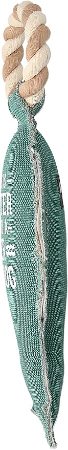 12" x 6" x 2" Teal Fish Shape Life is Better with A River Dog Tug of War Rope Handle Sturdy Dog Toy, Dogs for Medium- Large Breeds