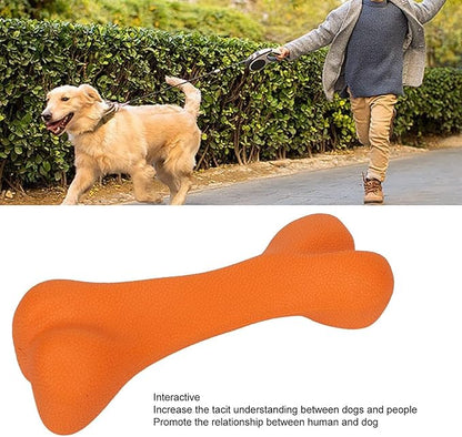 Rubber Dog Toy, Tough Dog Bone Toy Durable Dog Chew Toy Hard Rubber Bone for Dogs Indestructible Dog Toys Dental Dog Toy for Teeth(S-Orange)
