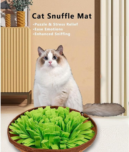 TMLDOT Snuffle Mat for Cats - Cat Slow Feeding Mat, Lick Mat for Cats, Puzzle Toys Interactive Game for Boredom, Cat Treat Dispenser Indoor Outdoor Stress Relief