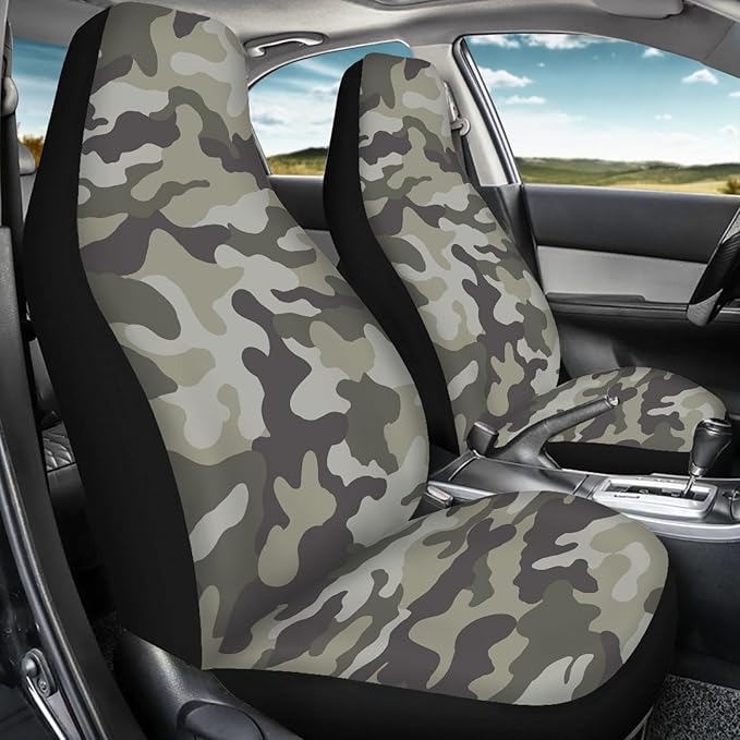 Green Camo Print Car Seat Cover Front Seats for Men,Universal Fit for Most Cars,SUVs,Sedan,Truck or Van,Easy to Install