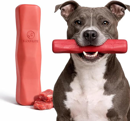 Virtually Indestructible Dog Stick Toy - Lifetime Replacement - Durable Chew Toy for Aggressive Chewers - Safe Non-Toxic Natural Rubber - Chew, Tug & Fetch - Med/Large, 8”x2” - Beef Scent