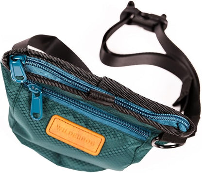 Wilderdog Dog Training Treat Pouch with Magnetic and Zipper Closure, Carabiner Attached, Adjustable Waist Strap - Green