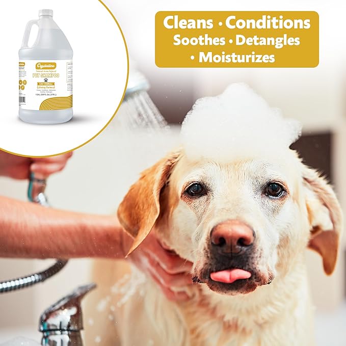 Oatmeal Shampoo for Dogs - 1 Gallon Dog Shampoo Champu para Perros & Conditioner Concentrate Professional Grooming - 1 Gallon Sensitive Hypoallergenic Dogs Shampoos, Oatmeal Puppy Shampoos