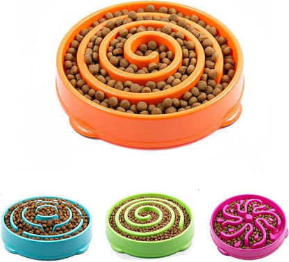 Slow Feeder Dog Bowl for Small, Medium & Large Dogs – Anti-Gulping Puzzle Maze Bowl, Non-Slip Slow Eating Dog Dish, Prevents Bloat & Improves Digestion, Interactive Pet Feeder (Orange, Large)