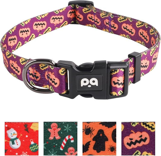 QQPETS Adjustable Soft Dog Collar: Print Flower Pink Multicolor Cute Patterns for XS Small Medium Large Pet Girl Boy Puppy Walking Running Training