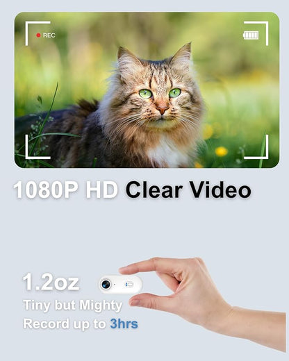 Cat Camera Collar with Phone APP, 1080P HD Video Recording Pet POV Cam for Cats & Small Dogs, XS-Size,Rechargeable Body Camera for Pets with APP Viewing