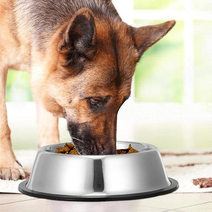 2 Pack Stainless Steel Dog Bowls with Rubber Bottom, Non Skid Non Spill Heavy Duty Premium Quality Pets Feeder Bowls for Dogs and Cats and More (6Cup / 48oz)