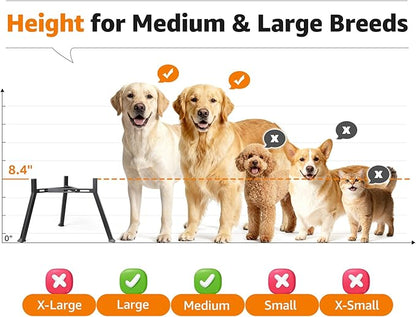LOOBANI Elevated Dog Bowl Stand: Fits for Bowls Width 8.2"-11" (Without Bowls) Adjustable Width Anti-Slip Raised Dog Bowl Stand Food Feeder for Large Adult, Seniors, Older, Arthritis Dogs Black Large