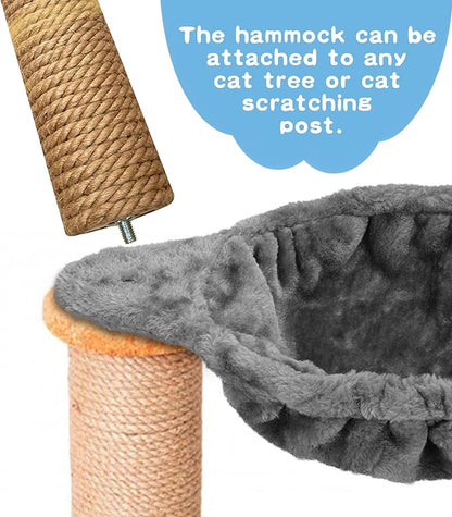 Cozy Cat Tree Hammock for Large Cats With Deep Basket - Add On Attachment Design for Cat Tower, Replacement Extra Large (12.4") (Grey)