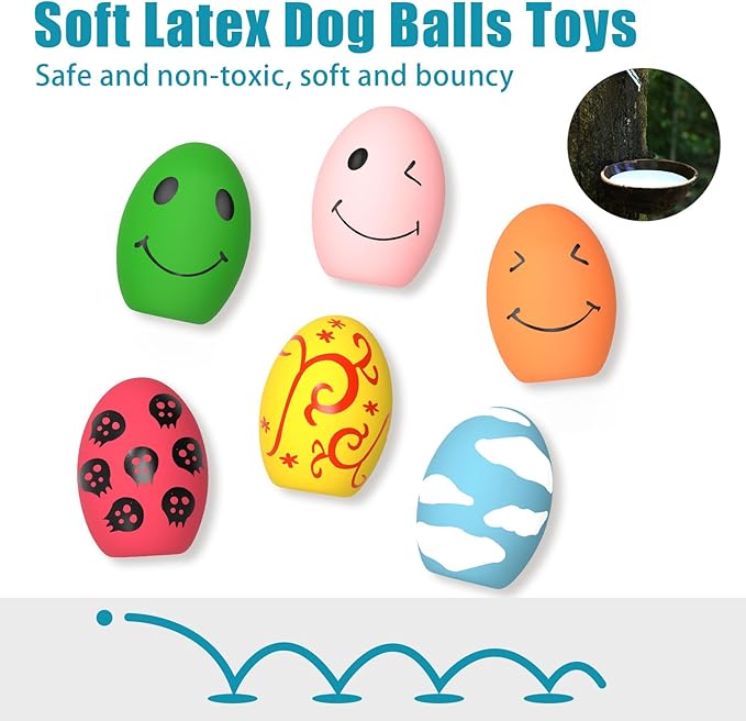 Dog Toys, Squeaky Latex Rubber Bouncy Balls, Squeaky Egg Dog Toys Balls, 3 Pack Interactive Squeak Dog Toy Set for Medium Large Breeds Dogs (3 Pack-A, Medium)