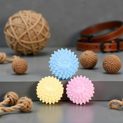 3Pcs Colorful Dog Chew Toys for Aggressive Chewers, Dogs Toy Spiky TPR Ball No Squeak Chew Toy Long Lasting for Aggressive Heavy Chewers Dogs Puppy Teething Training Spiky Rubber Ball Toy