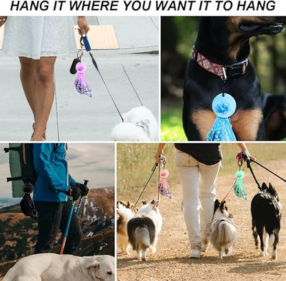 5 Colors Dog Poop Bag Holder, Waste Bag Holder with Carabiner Clip, Hands Free Poop Bag Carrier for Leash, Pet Waste Bag Dispenser for Dog Walking Accessory