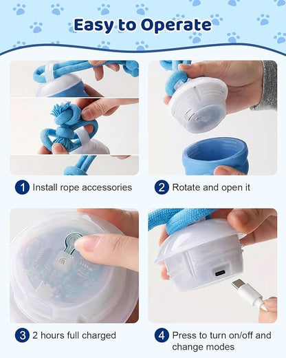 Interactive Dog Toys with Rope -Smart Dog Ball Built-in Barking Sound, Motion Activated USB-C Rechargeable Dog Toy with 3 Play Modes for Medium & Large Dogs (Blue)