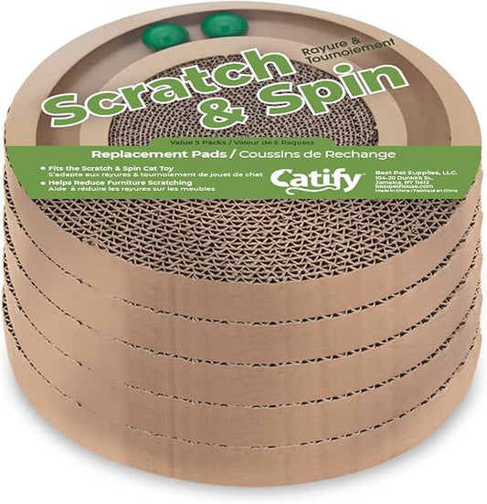 Best Pet Supplies Catify Cat Scratcher, Fun Interactive Scratchers, Posts, Poles, Claw Safe, Furniture Saver Indoor Play Support Natural Cat Behaviors Heavy Duty - 5 Pack Round, 10 x 10"