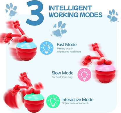 2026 New Interactive Dog Toys, Automatic Moving Dog Ball for Small/Medium/Large Dogs, Interactive Smart Rolling Dogs Toy Ball with Light Up to Keep Them Busy(Red)