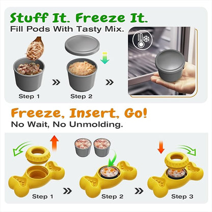 KADTC Large-Size 3 in 1 Durable Dog Enrichment Toy - Fillable & Frozen Bone Lick Toy - No-Transfer Freeze & Play Mess-Free - Ultimate Boredom Buster & Tough Chew Toys for Large Dogs - BPA-Free, Safe