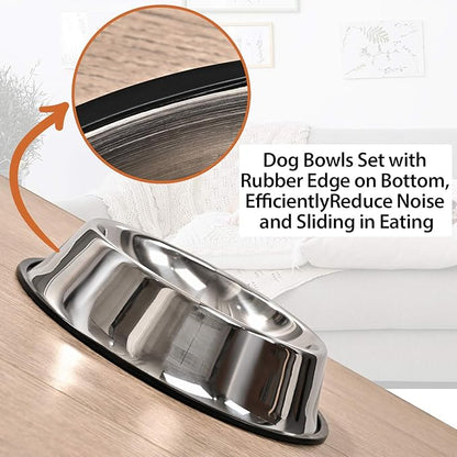 2Packs Stainless Steel Dog Bowl with Anti-Skid Rubber Base for Small/Medium/Large Pet, Perfect Dish, Pets Feeder Bowl and Water Bowl Perfect Choice for Dog Puppy Cat and Kitten (40oz)