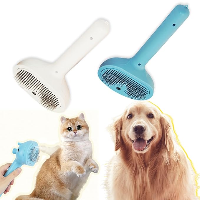 Cat Steam Brush Pet Spray Hair Removal Comb Steam Brush for Shedding & Grooming for Long & Short Haired Pets (2pcs Blue and white)