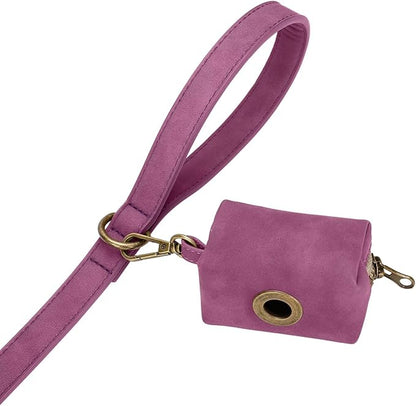 Didog Stylish PU Leather Dog Leash for Small Dogs, Easy to Clean 5ft Small Dog Leash with Metal Tangle-Free Clip, Fashionable and Elegant for Walking, Running and Training,Purple, S
