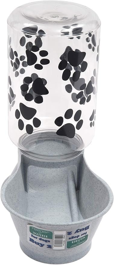 Lixit® Reversible Water or Dry Food Feeders for Dogs and Cats - Made in USA (Gray, 4 Quart)