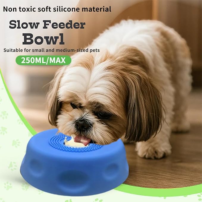 Lick Ball for Dogs - Slow Feeder Dog Bowls with Lick Ball, Anxiety Relief Licking Toy, Non-Slip Dog Lick Bowl Treat Dispenser for Dogs & Cats - Grey