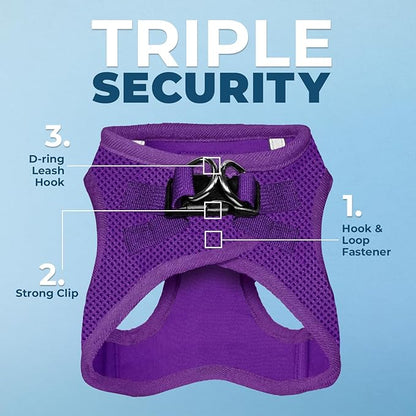 Best Pet Supplies Voyager Step-in Air Harness - All Weather Mesh, Reflective, No Pull Harness for Dogs, Cats - Secure with Hook & Loop Fastener, Buckle, Double D-Rings - Purple, XL