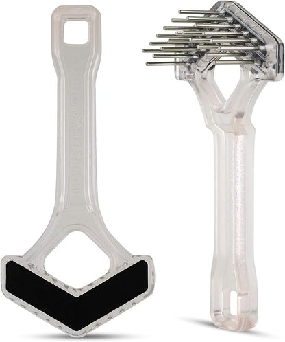 Mini-Rake V-Shaped with 1" Double-Row Rotating Teeth (Crystal with BlackTop)