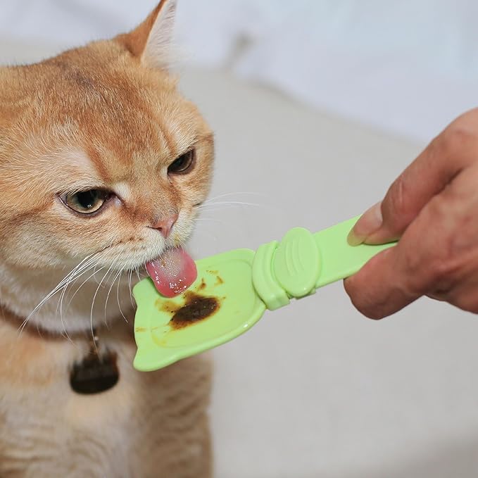 Cat Treat Spoon Squeeze, Sliding Kitten Strip Feeder Suitable for Puree and Delectables Bisque Lickable Wet Cat Treats, 2Pcs Pet Food Dispenser for Puppies Small Pets