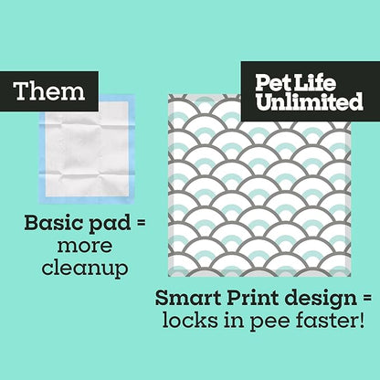 Pet Life Unlimited Smart Prints XXL Puppy Pads for Dogs, Potty Training Pee Pads, 32 Count, 30" x 36", Leak-Proof, Super Absorbent, Quick-Dry, Patterned Pads with Odor Control, Made in USA