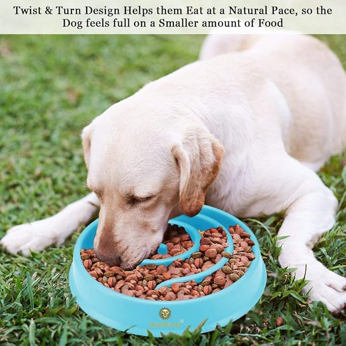 WenYing Slow Feeder Puzzle Dog Bowls, Interactive Bloat Stop Busy Bowl, Food Water Fun Feeding, Non-Slip Anti Choke Healthy Diet Bowls (Blue 2)
