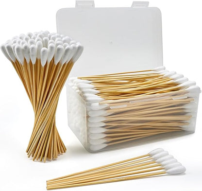 200PCS Large Cotton Swabs in Storage Box, 6 Inch Dog Ear Swabs with Bamboo Handle for Dogs - Soft Cotton, Gentle and Lint-Free, Specially Designed for Dogs (Large)
