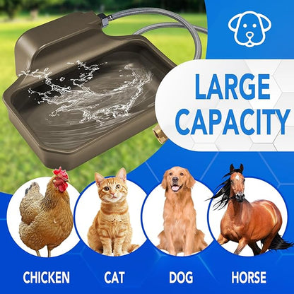 PETTEN Automatic Dog Water Dispenser 1 Gallon, Auto Fill Dog Water Bowl with 3/4" Garden Hose Connector, Large Capacity Self Watering Dog Bowl for Outdoor Dogs, Cats, Livestock