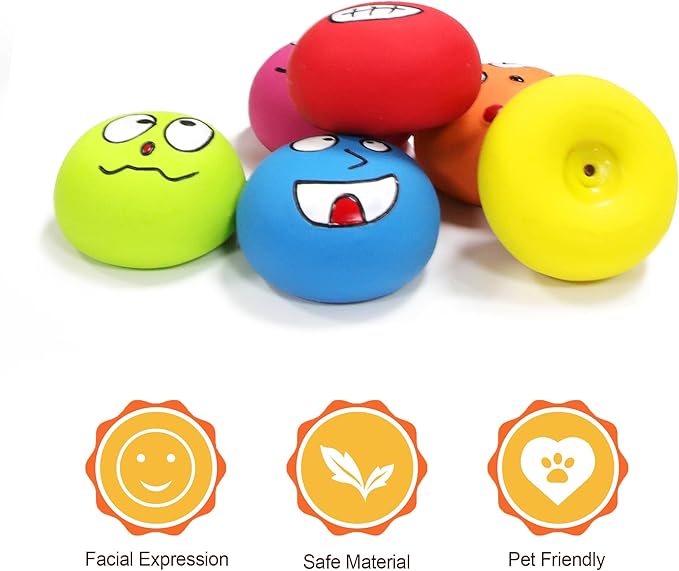 Squeaky Dog Toys, 2 inch Latex Squeaky Dog Balls Chew Toys for Puppies, Small and Medium Breeds 6 Pcs