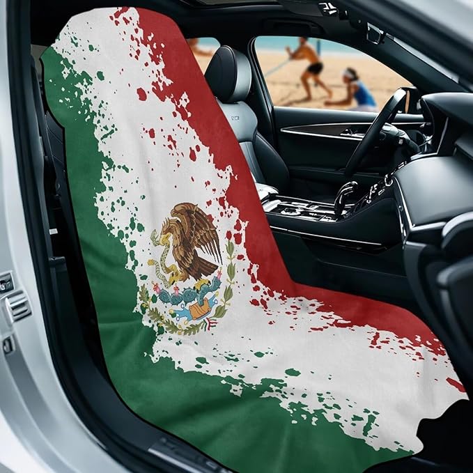 SEANATIVE Mexican Flag Car Seat Cover Protector Front Seats Car Towel, for Gym, Running, Swimming, Beach and Hiking, Sweat Towel Bucket Seat Covers for Trucks SUV Jeep